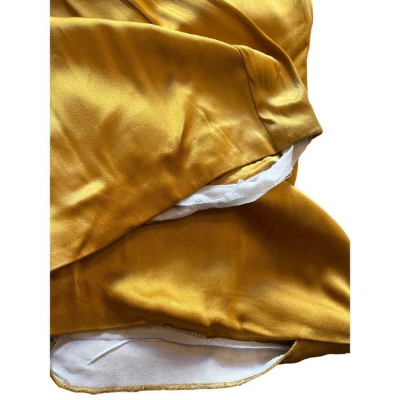 LAPOINTE Satin Pleated Pants in Yellow 2 Womens Wide Leg Trousers - Picture 8 of 15